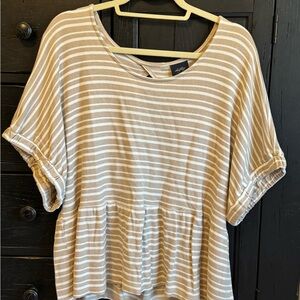 Daytrip Beige Striped Short Sleeve Top